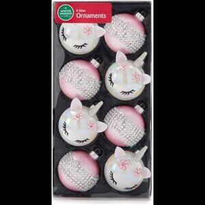 Winter Wonder Lane Unicorn Glass Christmas Tree Ornaments - Pack of 8